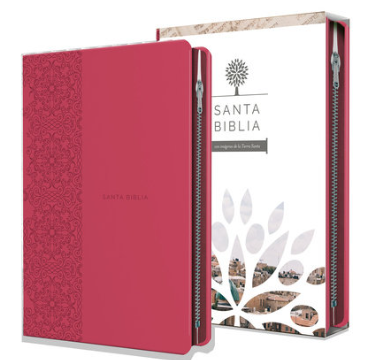 BIBLIA RVR60 IMITACIÓN PIEL FUCSIA CREMALLERA LETRA GRANDE