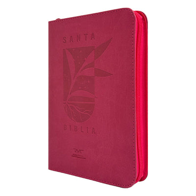 Biblia RVC Letra mediana Color Fucsia Con Ayudas Digitales Con Cierre