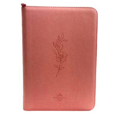Biblia RVR Letra mediana Color Rosado Con Ayudas Digitales Con Indice Perforado