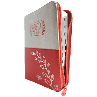 Biblia RVR Letra mediana Color Rosado Con Ayudas Digitales Con Indice Perforado