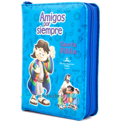 Biblia Amigos por Siempre RVR Color Azul Con Ayudas Digitales