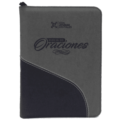Biblia de Oraciones RVR Letra mediana Color Gris Con Ayudas Digitales