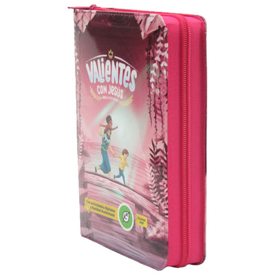Biblia ilustrada Valientes con Jesús RVC Color Rosado Con Ayudas Digitales