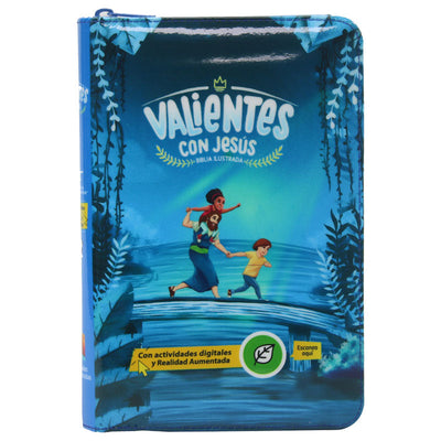 Biblia ilustrada Valientes con Jesús RVC Color Azul Con Plataforma Interactiva