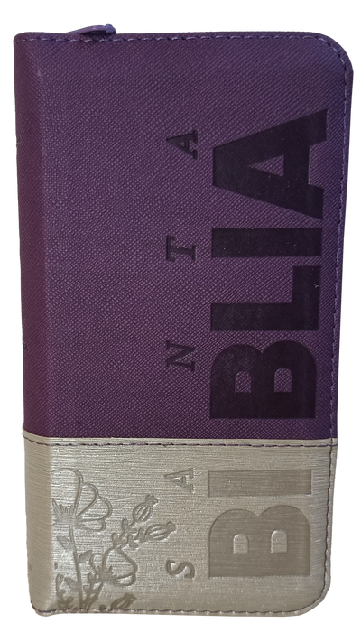 Biblia Reina Valera 1960 Letra pequeña Color Morado Beige Canto Dorado