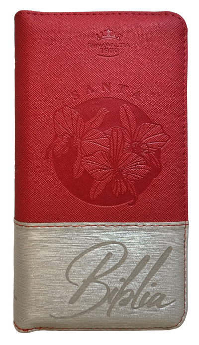Biblia Reina Valera 1960 Letra pequeña Color Rojo Beige Canto Dorado