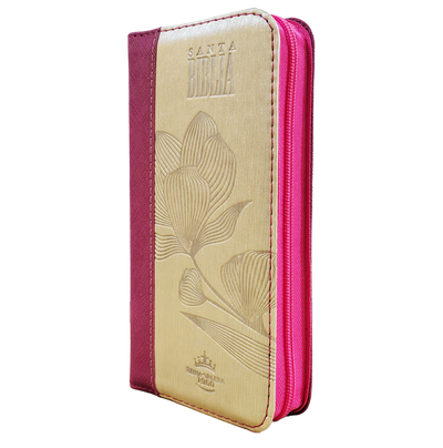 Biblia Reina Valera 1960 Letra pequeña Color Magenta Beige Con Ayudas Digitales