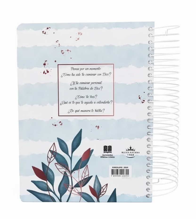 Biblia Reina Valera 1960 Crear – Espiral | Blanco / Azul / Flores | Diseñada para escribir, crear y vivir la Palabra