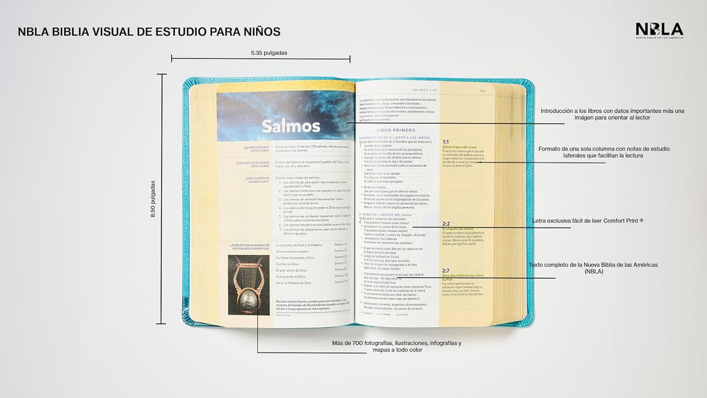 Biblia Visual de Estudio para Niñas NBLA - Imitación Piel Turquesa