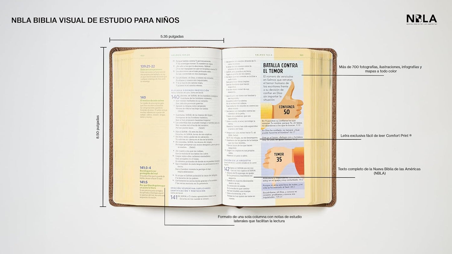 Biblia Visual de Estudio para Niños NBLA - Imitación Piel Café