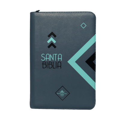 Biblia RVR60 Letra Grande 12 pts con Recursos Digitales - Color Gris con Triángulos