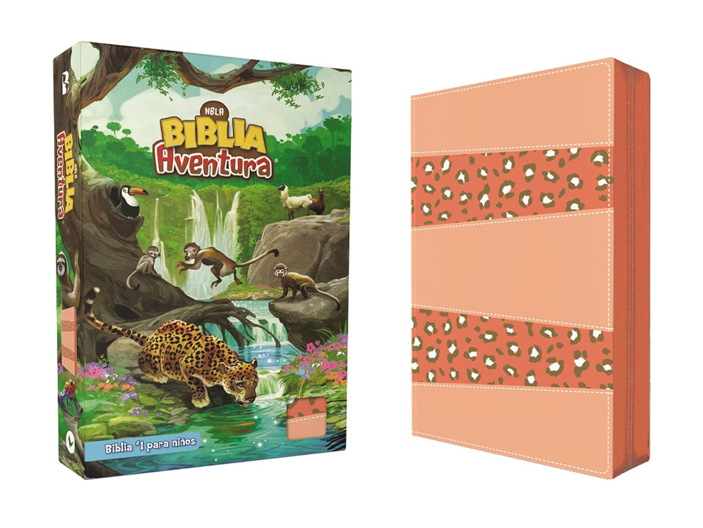 Biblia Aventura para Niñas NBLA Coral - Animal Print con Cierre