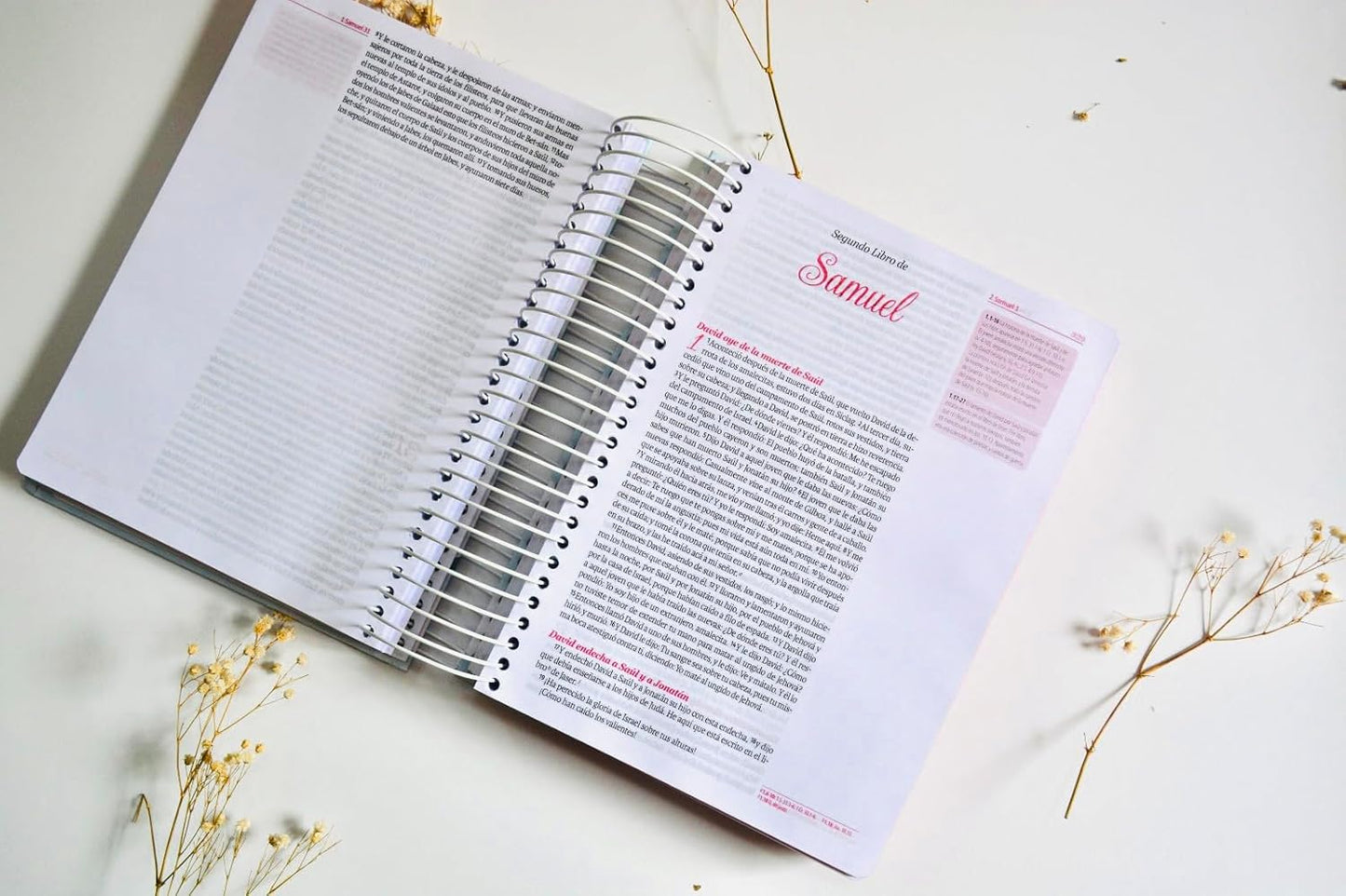 Biblia Reina Valera 1960 Crear – Espiral | Blanco / Azul / Flores | Diseñada para escribir, crear y vivir la Palabra