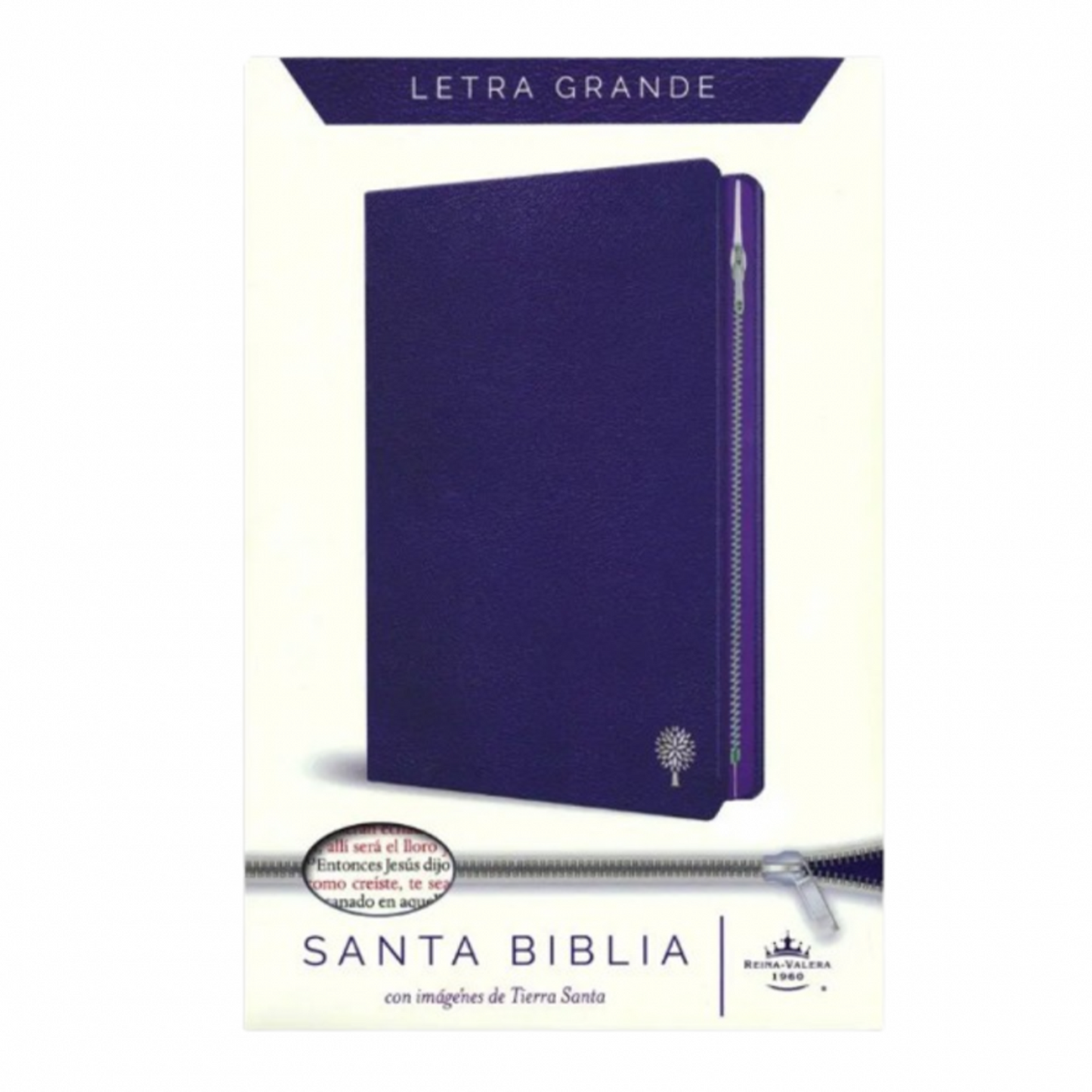 BIBLIA RVR60 IMITACIÓN PIEL MORADA CREMALLERA LETRA GRANDE