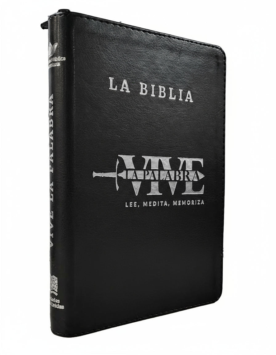 Biblia RVR Vive La Palabra Letra Grande con Cierre y Herramientas Digitales Color Negro