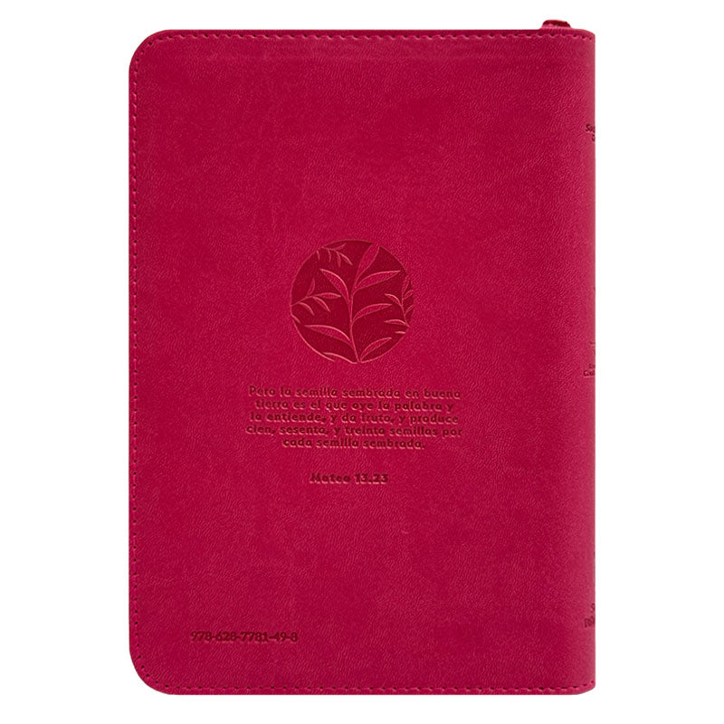 Biblia RVC Letra mediana Color Fucsia Con Ayudas Digitales Con Cierre