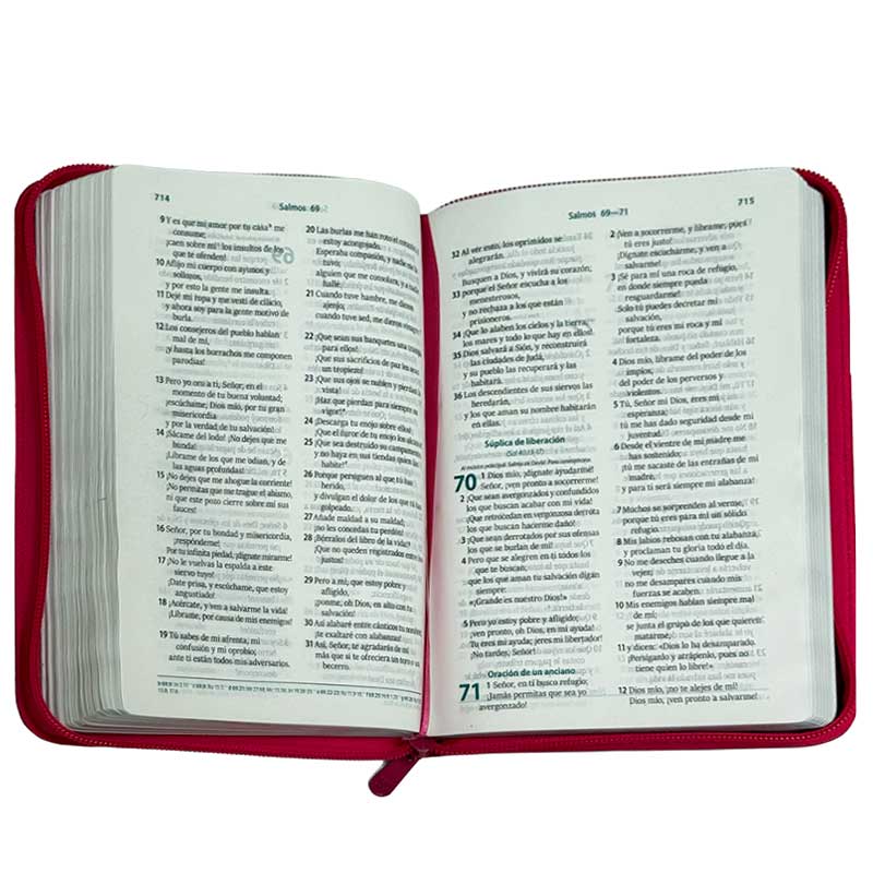 Biblia RVC Letra mediana Color Fucsia Con Ayudas Digitales Con Cierre