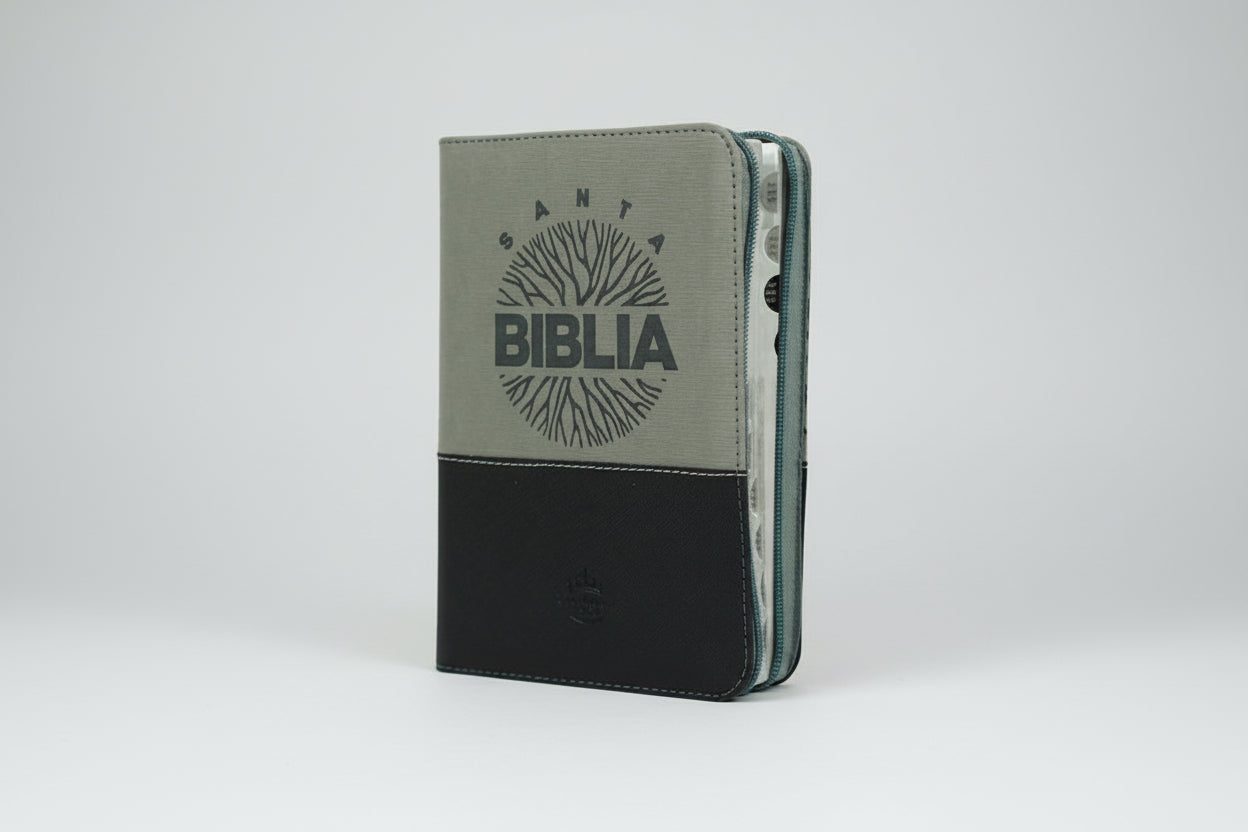 Biblia RVR60 Letra Grande 12 pts con Recursos Digitales - Color Negro y Gris