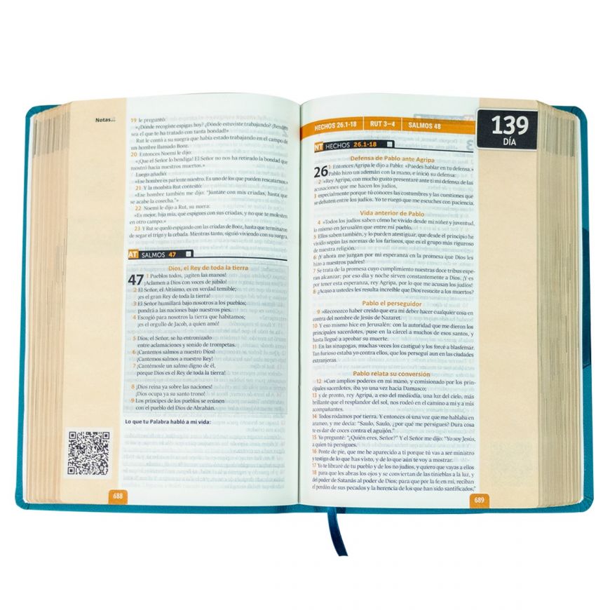 Biblia Encuentro Diario con Dios RVC Letra mediana Color Aguamarina Con Ayudas Digitales