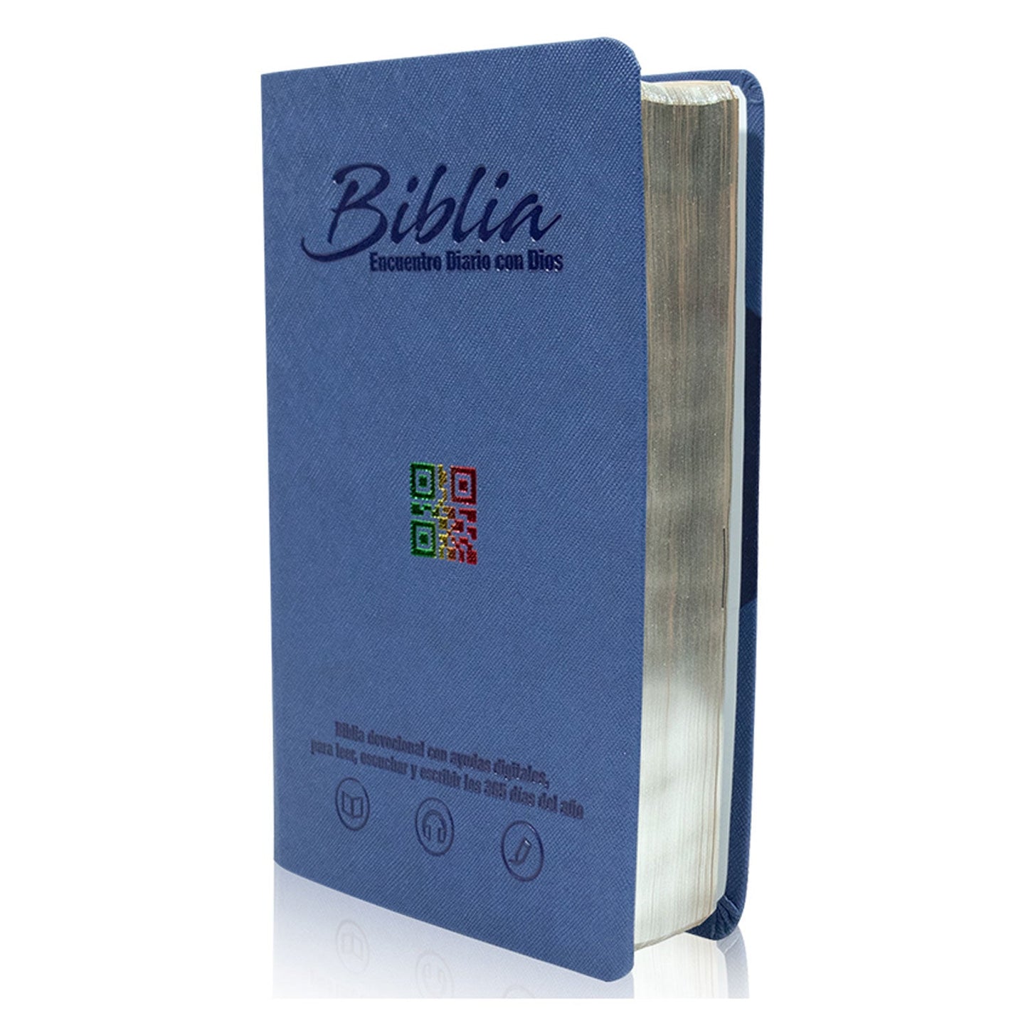 Biblia Encuentro Diario con Dios RVC Letra mediana Color Azul Oscuro Con Ayudas Digitales