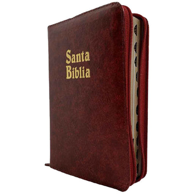 Biblia RVR Letra mediana Color Vino Con Ayudas Digitales  Con Indice Perforado