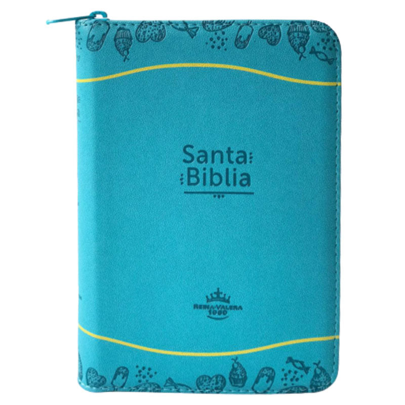 Biblia RVR Letra mediana Color Azul claro Con Ayudas Digitales  Con Indice Perforado