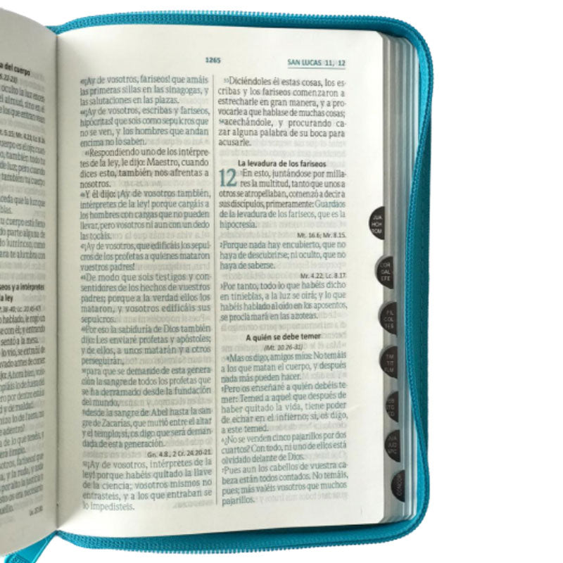 Biblia RVR Letra mediana Color Azul claro Con Ayudas Digitales  Con Indice Perforado