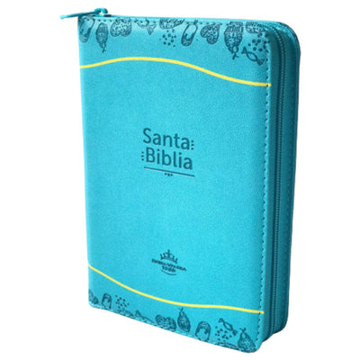 Biblia RVR Letra mediana Color Azul claro Con Ayudas Digitales  Con Indice Perforado