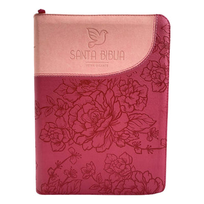 Biblia RVR Letra grande Color Rosado Con Ayudas Digitales