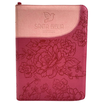 Biblia RVR Letra grande Color Fucsia Con Ayudas Digitales  Con Indice Perforado