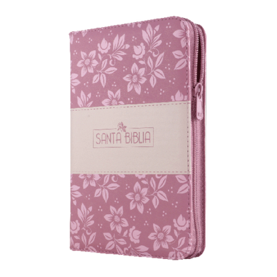 Biblia RVR60 Letra Grande 12 pts con Recursos Digitales - Color Rosa con Flores