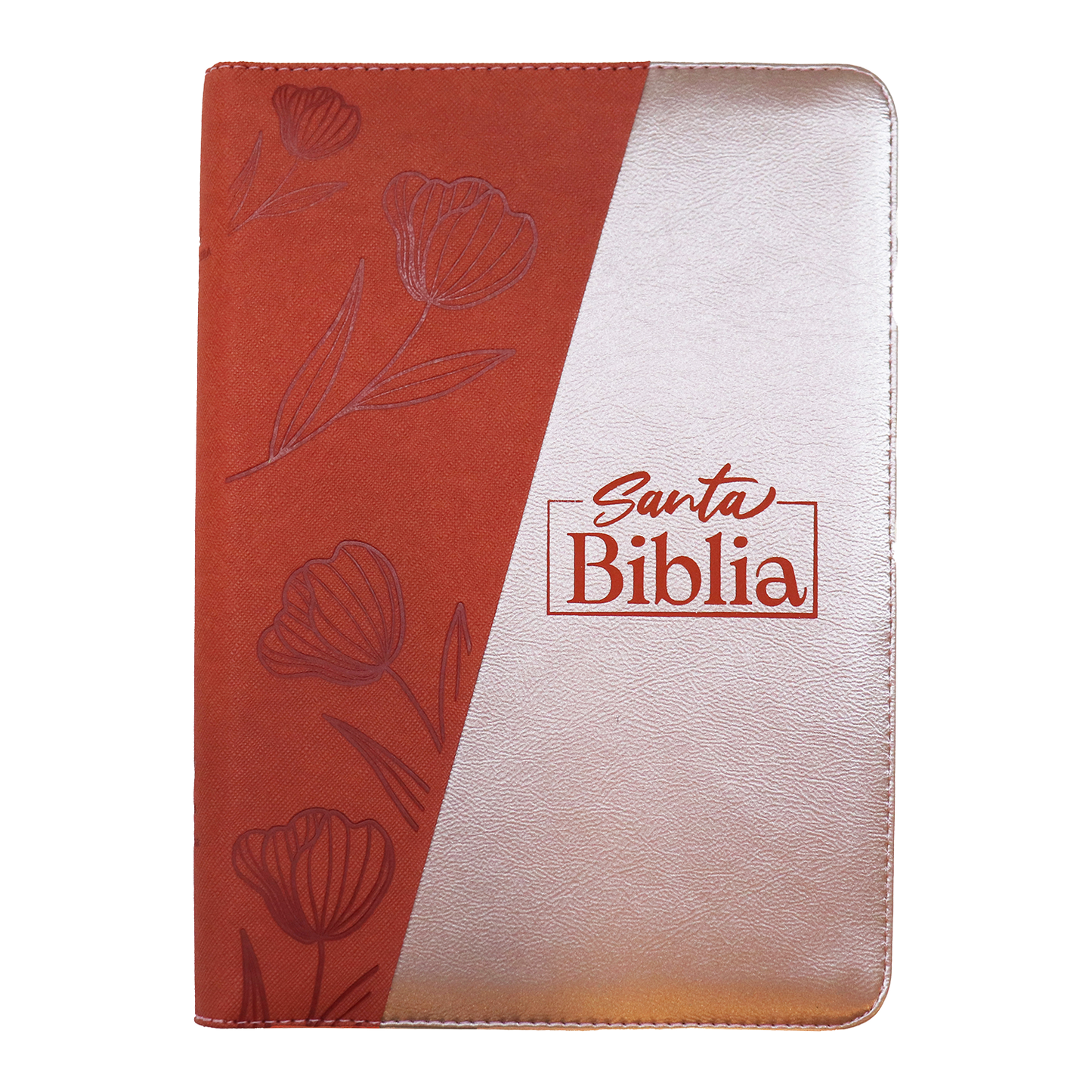 Biblia RVR Letra grande Color Naranja y Chanpagne Con Ayudas Digitales