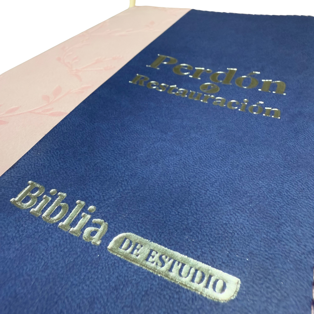 Biblia de Estudio: Perdón y Restauración Azul con Rosado