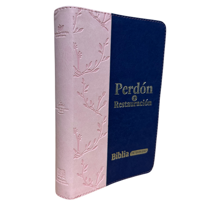 Biblia de Estudio: Perdón y Restauración Azul con Rosado