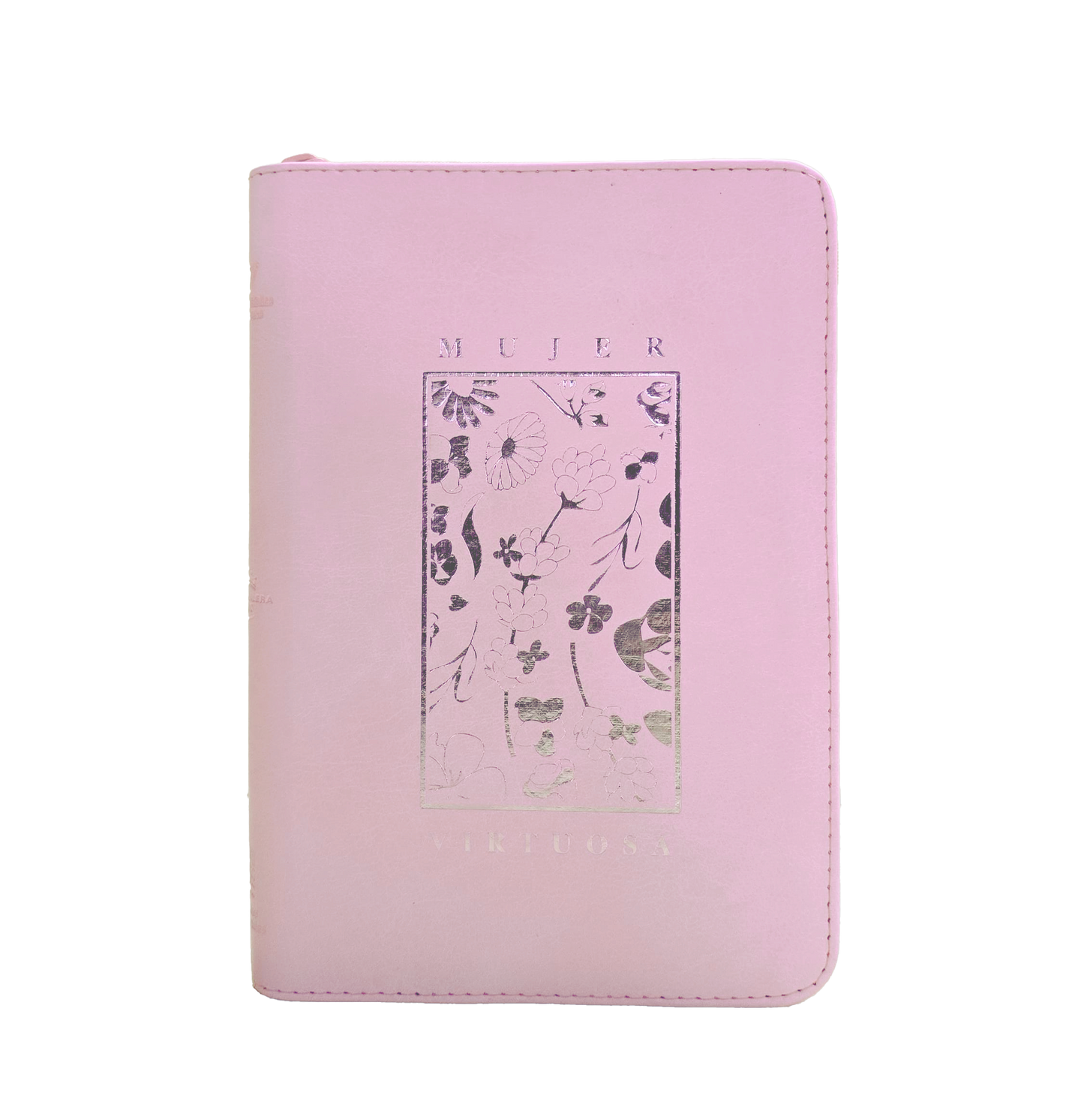 Biblia RVR60 Mujer Virtuosa Color Rosa Canto Plateado Letra 12 Puntos