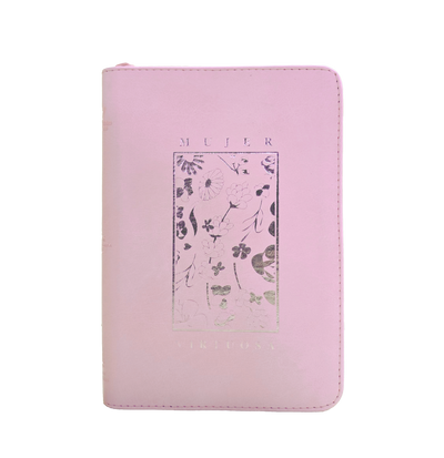 Biblia RVR60 Mujer Virtuosa Color Rosa Canto Plateado Letra 12 Puntos