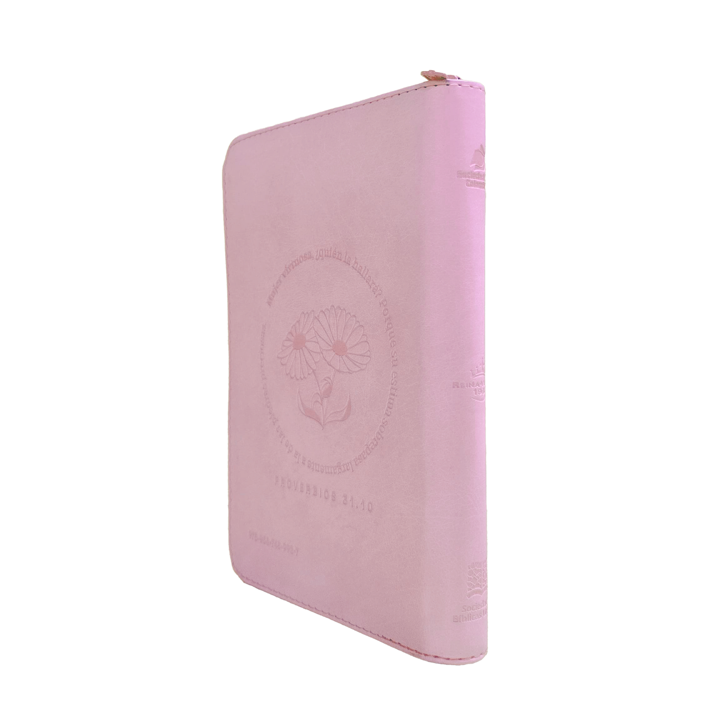 Biblia RVR60 Mujer Virtuosa Color Rosa Canto Plateado Letra 12 Puntos