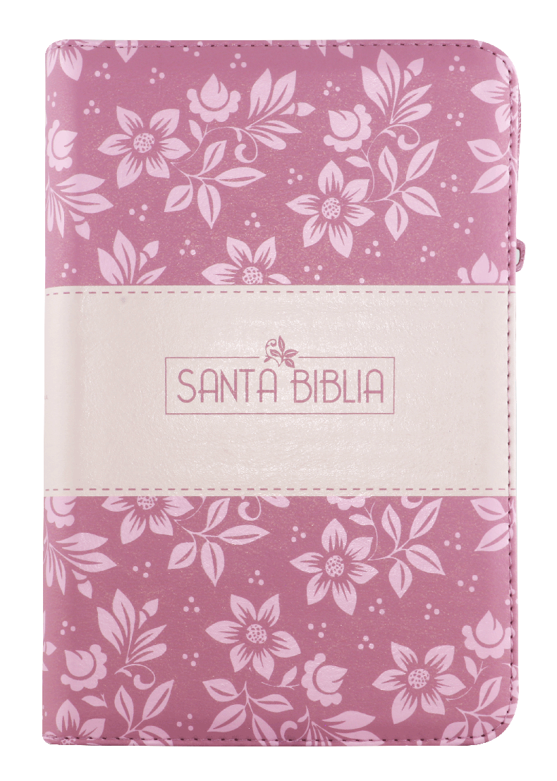 Biblia RVR60 Letra Grande 12 pts con Recursos Digitales - Color Rosa con Flores