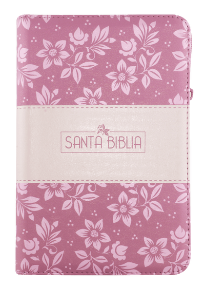Biblia RVR60 Letra Grande 12 pts con Recursos Digitales - Color Rosa con Flores