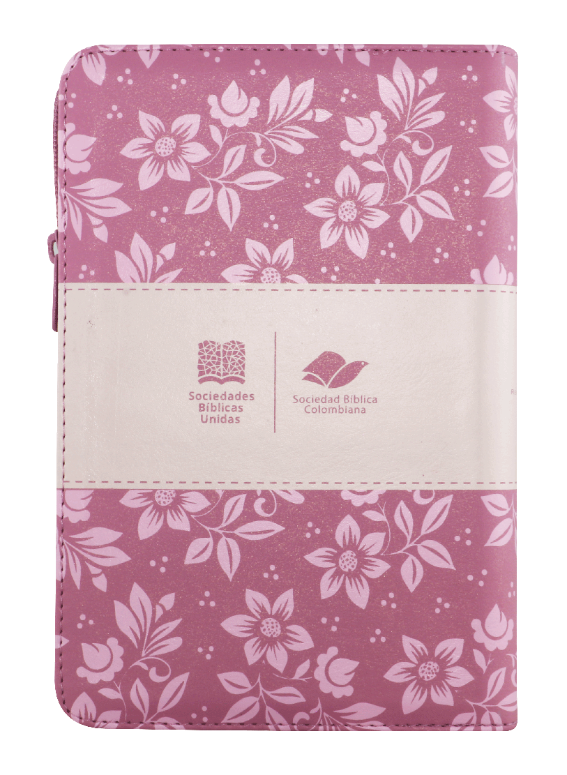 Biblia RVR60 Letra Grande 12 pts con Recursos Digitales - Color Rosa con Flores