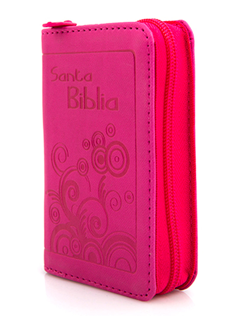 Biblia RVR Letra pequeña Color Fucsia Con Ayudas Digitales
