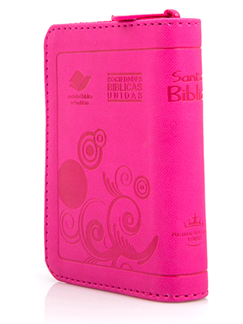 Biblia RVR Letra pequeña Color Fucsia Con Ayudas Digitales