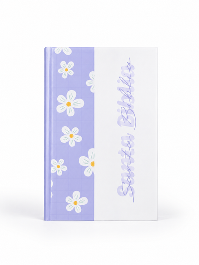 BIBLIA LETRA GRANDE RVR063LG PJR  COLOR LILA CON FLORES 12 PUNTOS TAPA DURA