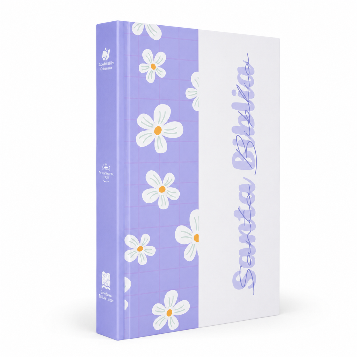BIBLIA LETRA GRANDE RVR063LG PJR  COLOR LILA CON FLORES 12 PUNTOS TAPA DURA