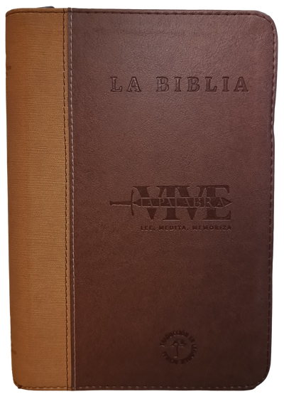 Biblia TLA Vive La Palabra Letra Grande con Cierre y Herramientas Digitales Color Castaño