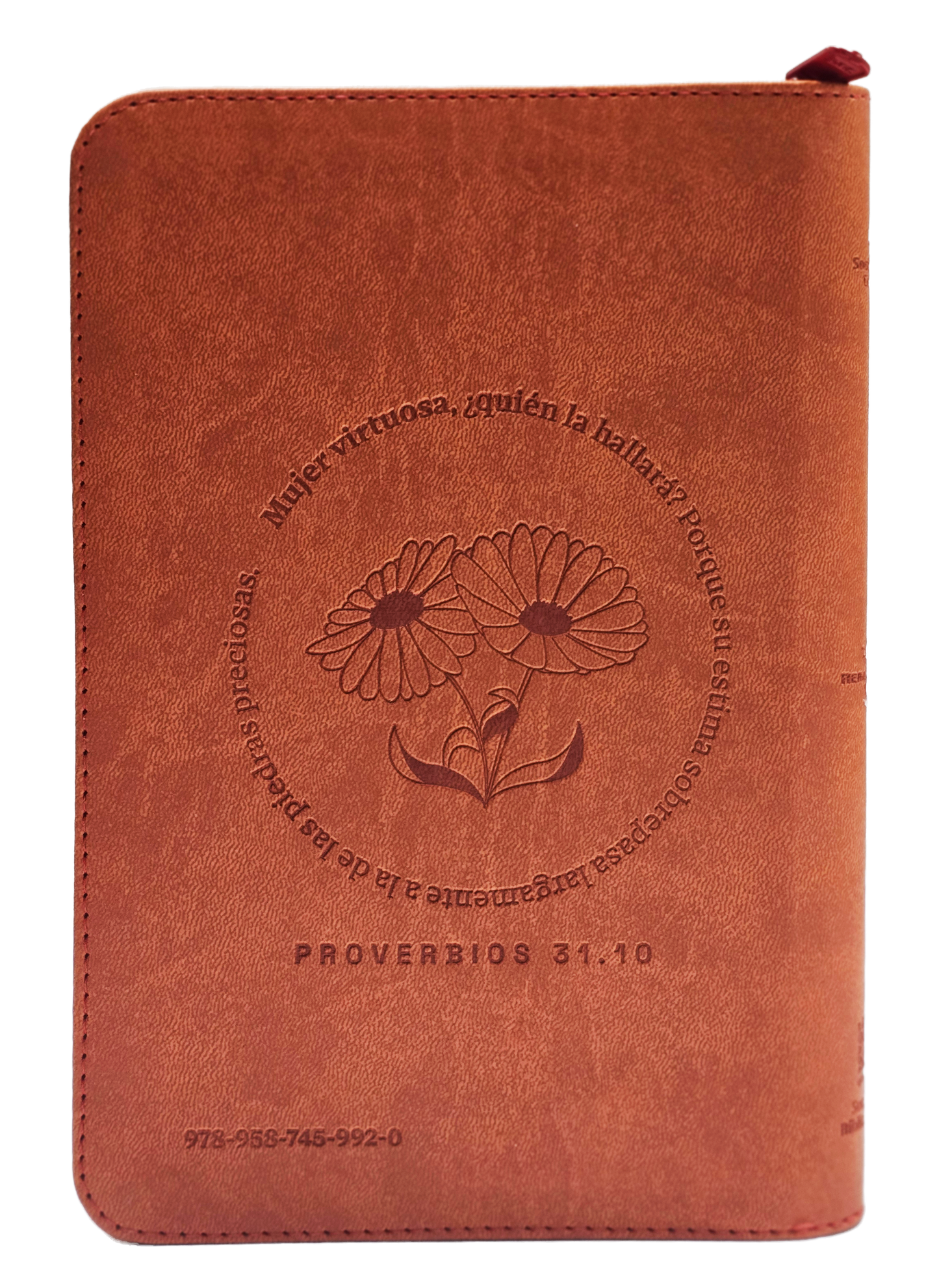 Biblia RVR60 Mujer Virtuosa Color Naranja Canto Plateado Letra 12 Puntos