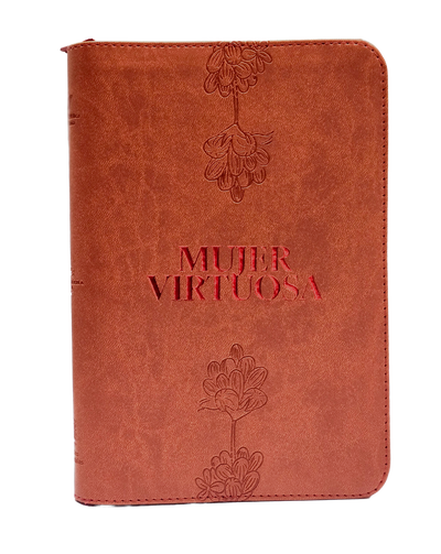 Biblia RVR60 Mujer Virtuosa Color Naranja Canto Plateado Letra 12 Puntos