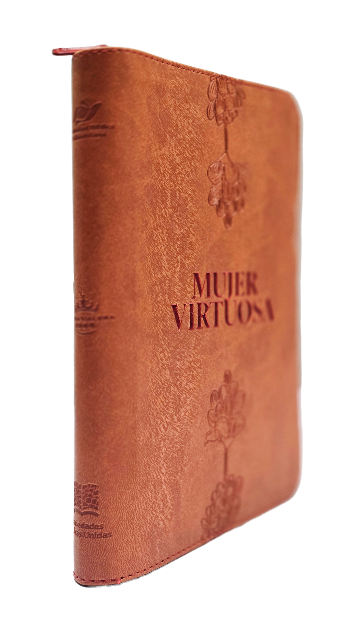 Biblia RVR60 Mujer Virtuosa Color Naranja Canto Plateado Letra 12 Puntos