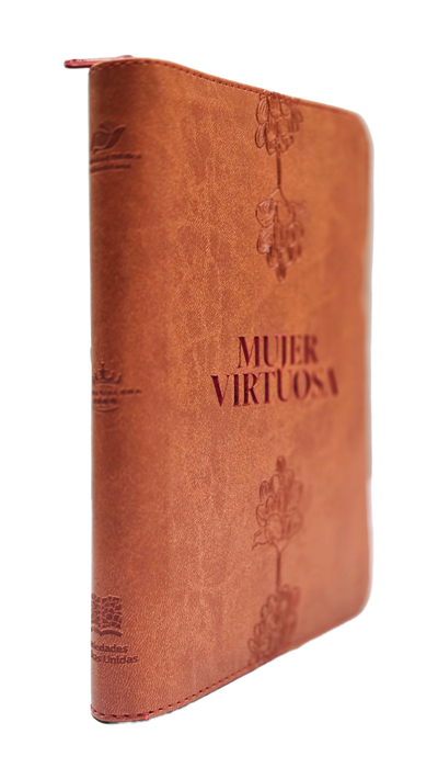 Biblia RVR60 Mujer Virtuosa Color Naranja Canto Plateado Letra 12 Puntos