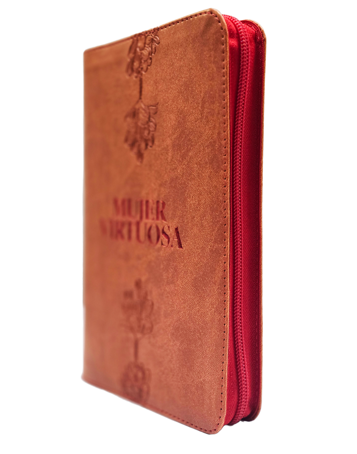 Biblia RVR60 Mujer Virtuosa Color Naranja Canto Plateado Letra 12 Puntos